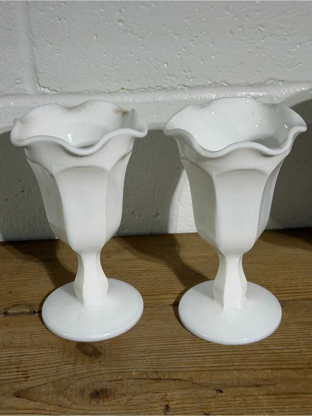 Vintage White Milk Glass Scalloped Tulip Cup Home Accents THIS IS FOR 1